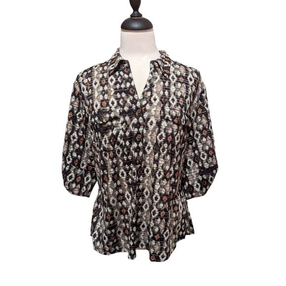 3/4 Sleeve Collared Shirt with Pockets Size Size PXL - Picture 1 of 6